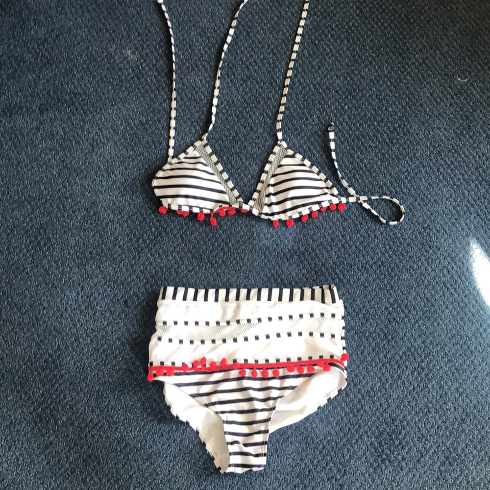 High wasted Pom Pom bathing suit